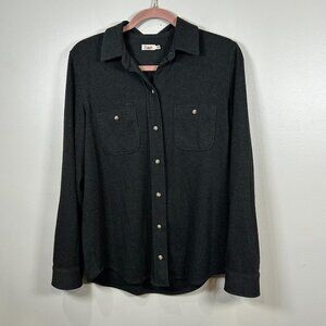 Faherty Legend Sweater Shirt Button Down Heather Black Twill Size Medium Pockets